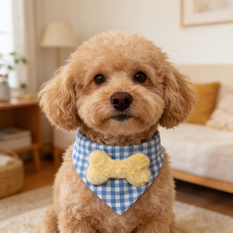 Serviette de salive en peluche en os de chien