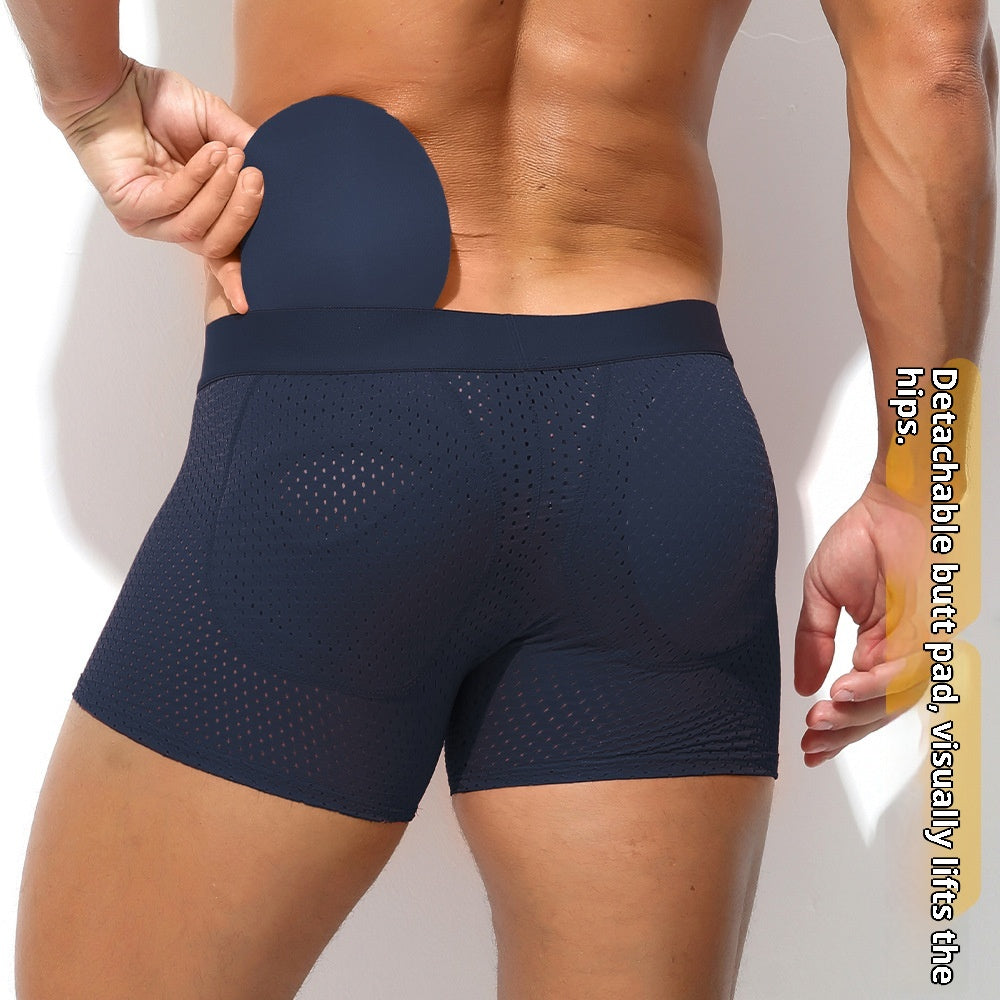 Mesh hommes respirant maison sous-vêtements mi-long