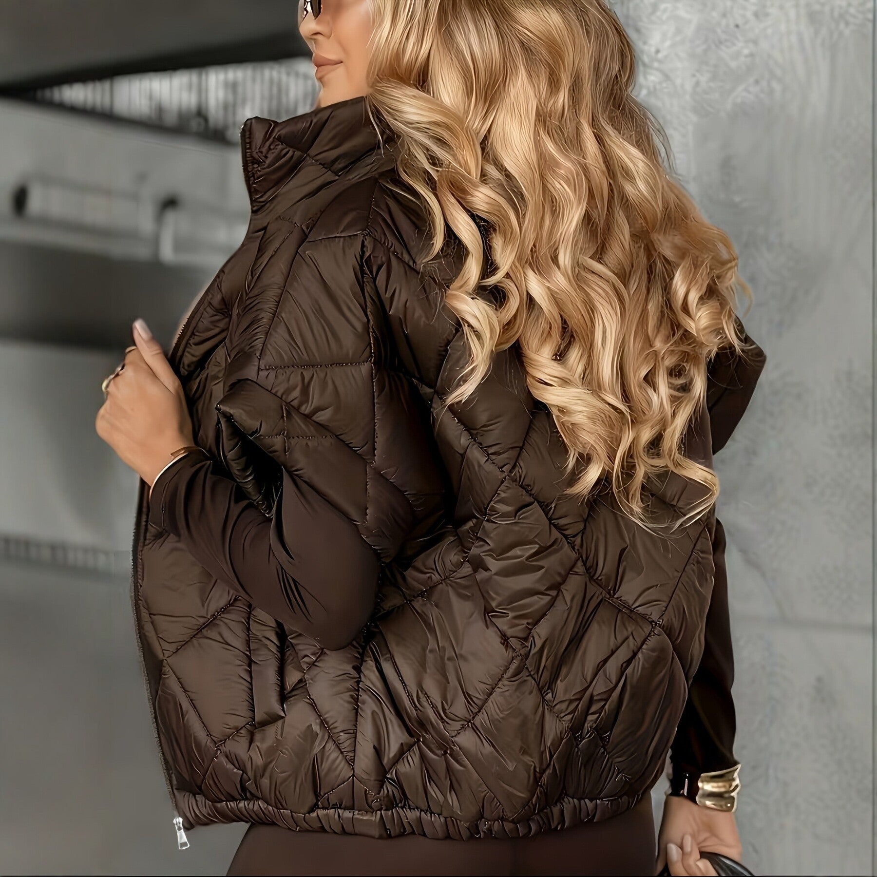 Veste sans manches matelassée diamanté de style Outerwear chaud