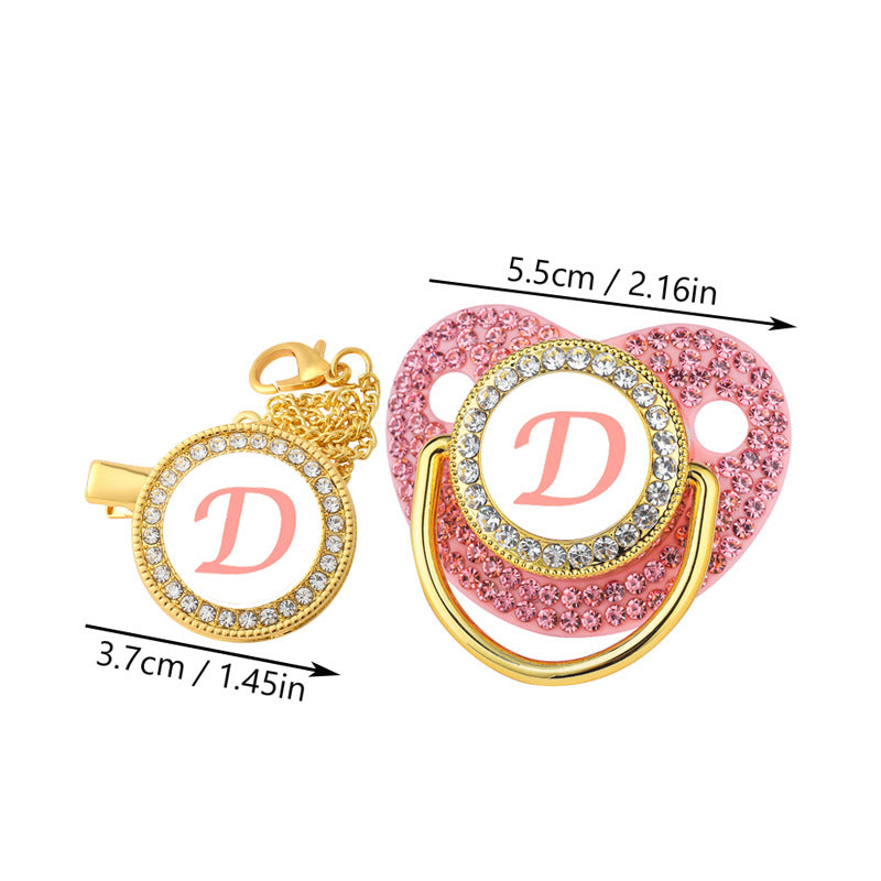 Diamond Baby Silica Gel Pacifier bébé avec diamant 26 lettres anglaises