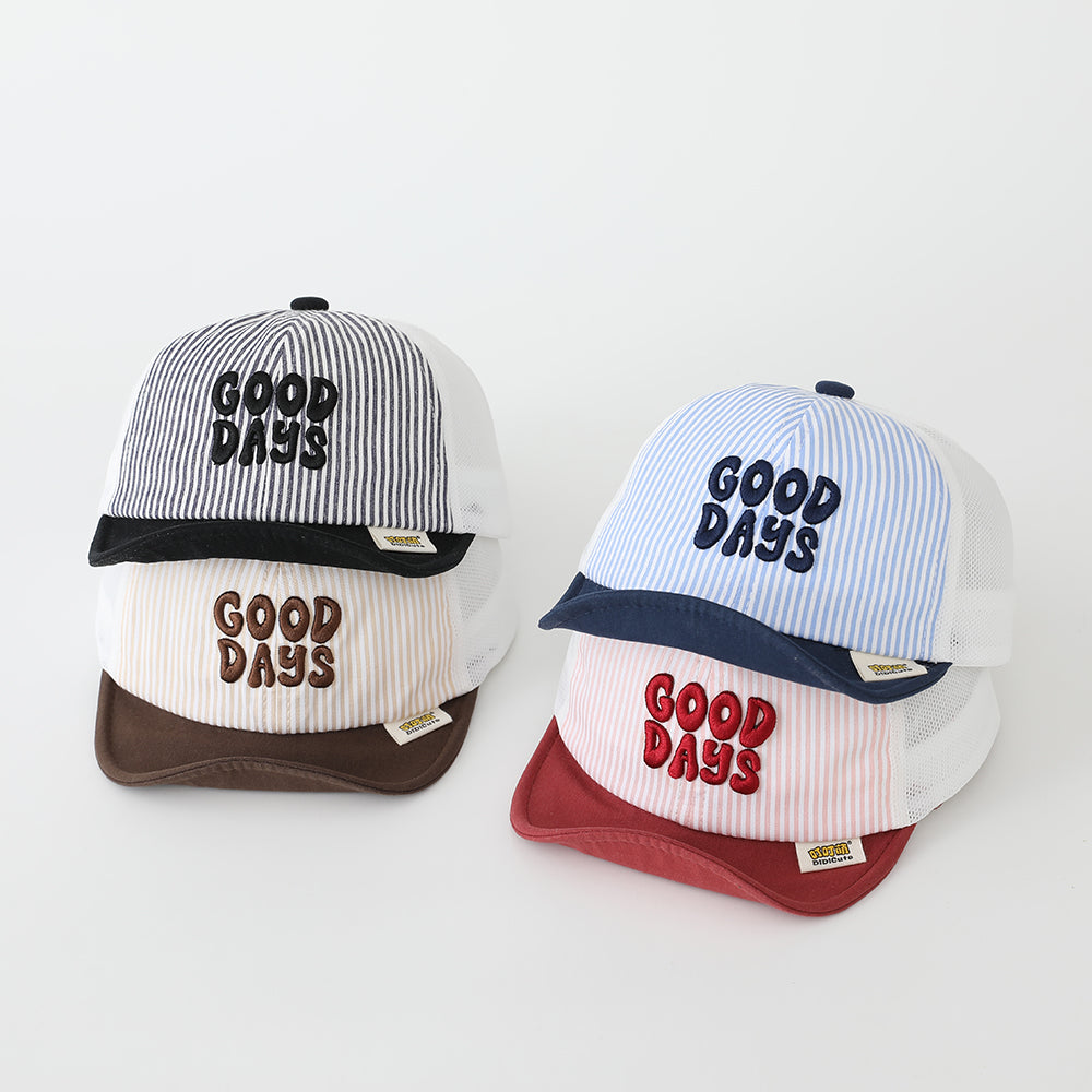Été Garçons et filles rayés Brodé Lettre Mesh Respirant Casual Sport Cap approprié