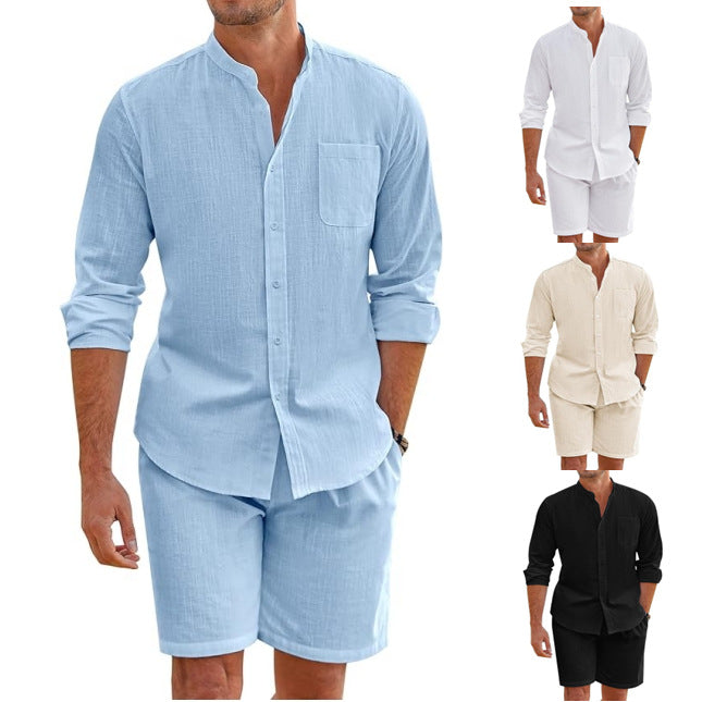 Chemise à manches longues à manches longues confortable en coton doublé pour homme