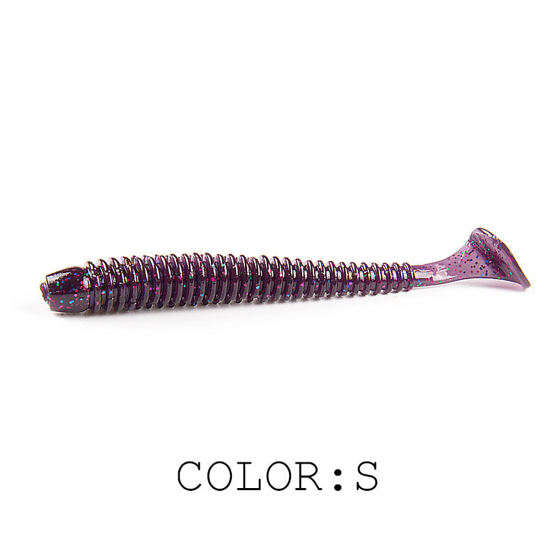 Luya Soft Fish Bait Thread T Tail Double Couleur avec sel