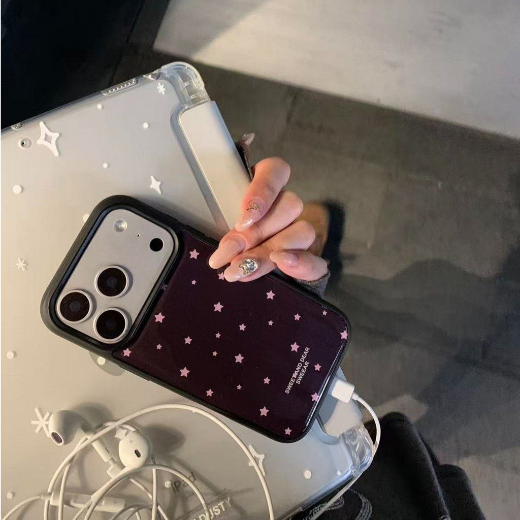 Cas de téléphone magnétique couleur étoilée avec bords noirs