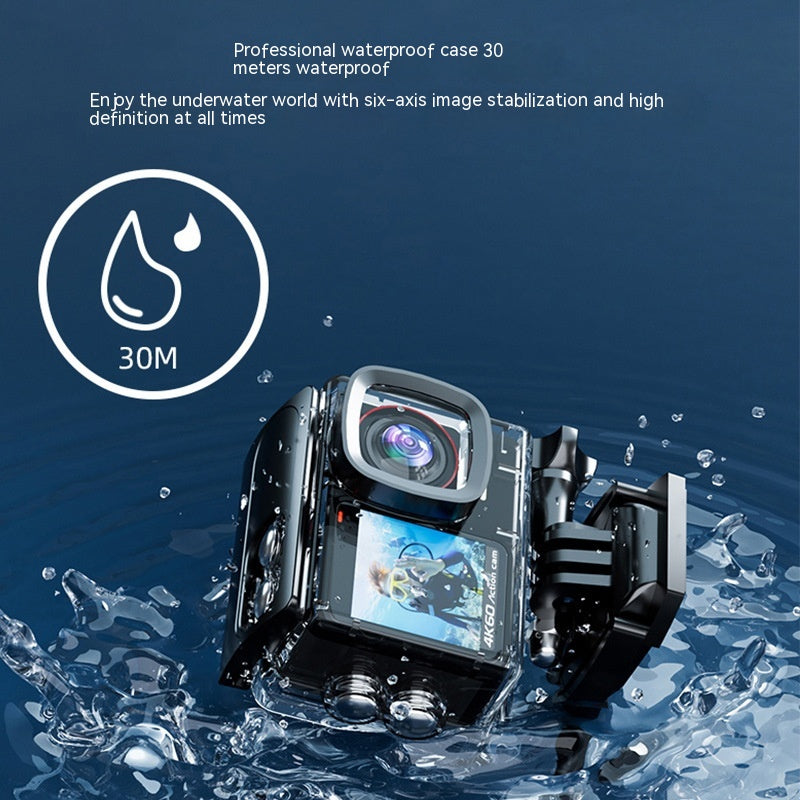 Imperméable 30 M Vrai 4K Caméra d'équitation Anti-shake Large Angle Caméra d'action HD