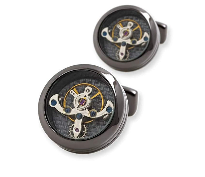 Tourbillon Mouvement Français Chemise Boutons de manchette Acier inoxydable Mécanique