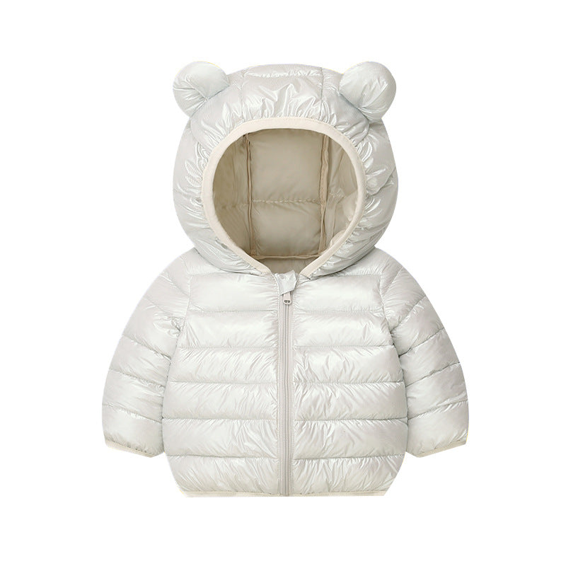 Printemps Automne et hiver Manteau de coton polyvalent de couleur solide pour les enfants