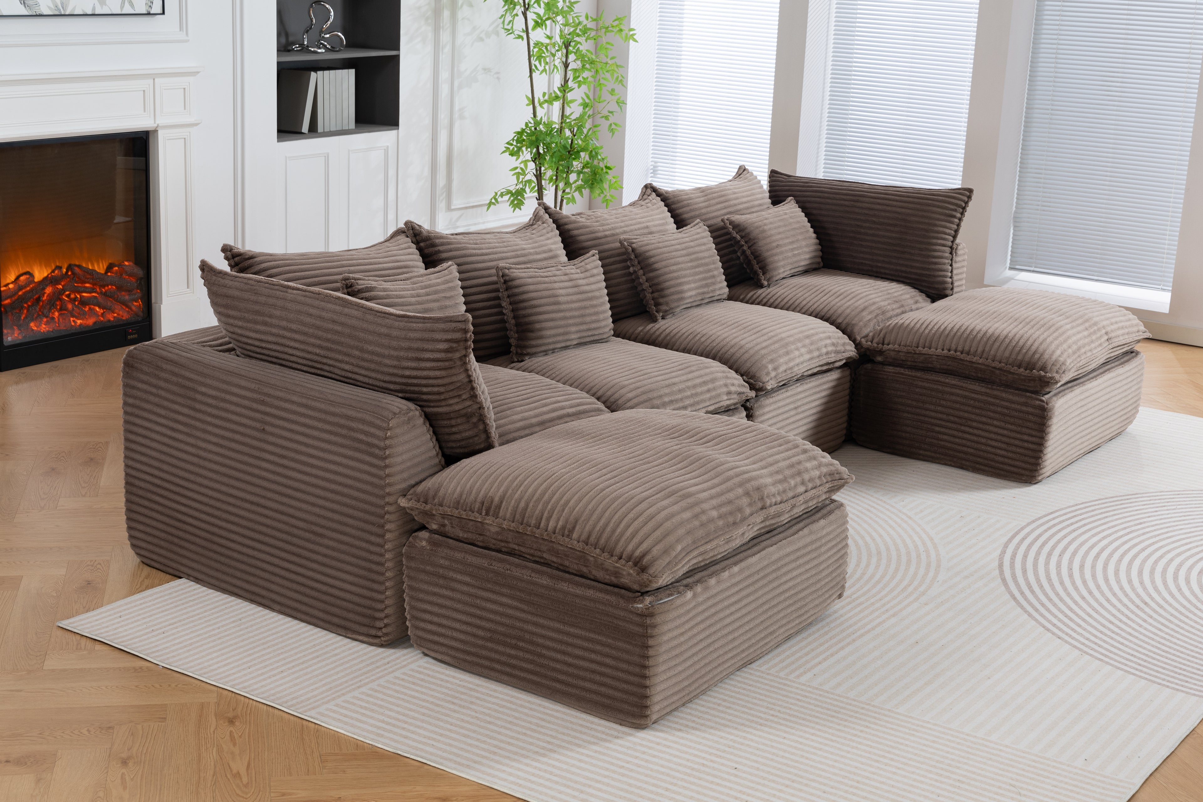129,8" Largeur Cloud Couch Oversize Modular Sectional Canapé Vrai Relax Comfy Coupes Wide&De