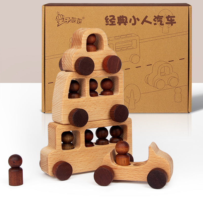Voiture de jeu de caricature en bois massif pour enfants