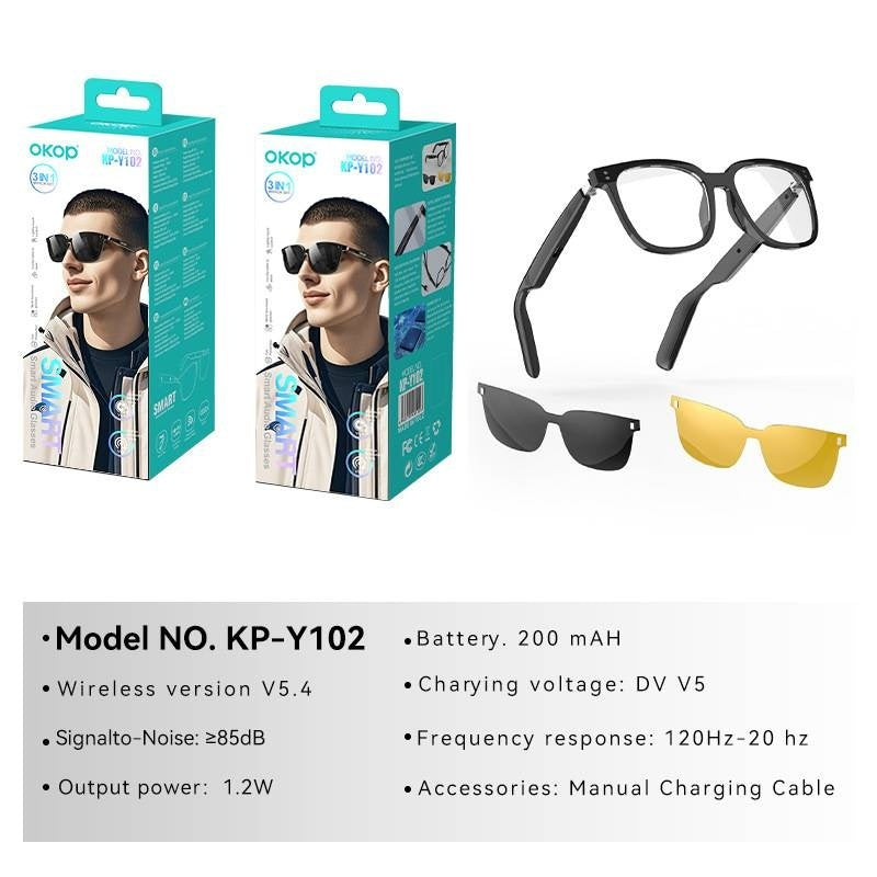 KP-Y102 Smart Glass Day Night Use Air Conduction Waterproof Sweatproof 3-en-1 Fonctionnel