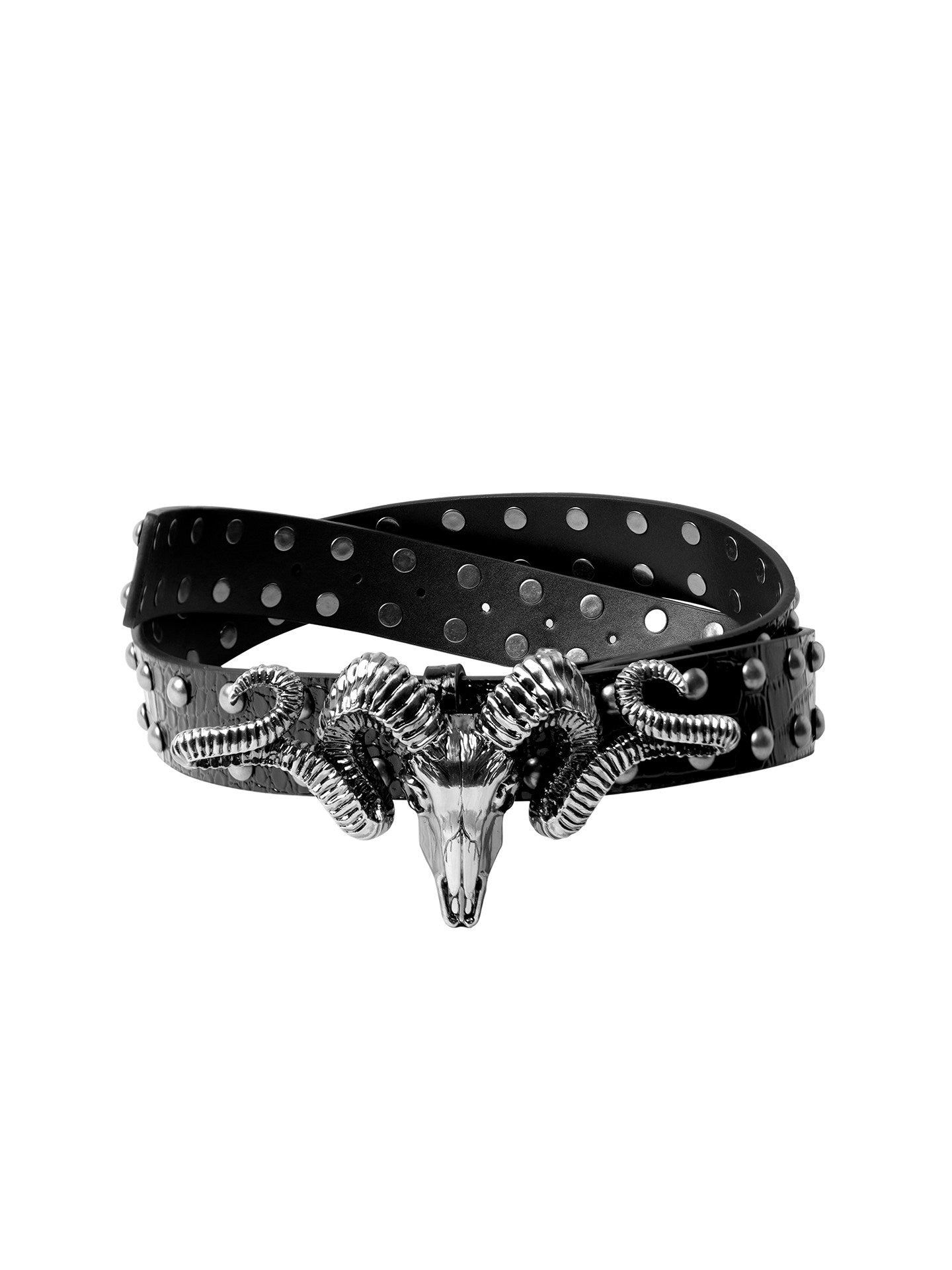 Crâne dérangé et ceinture de tête de mouton fabriquée à partir de cuir de vache à grains entiers