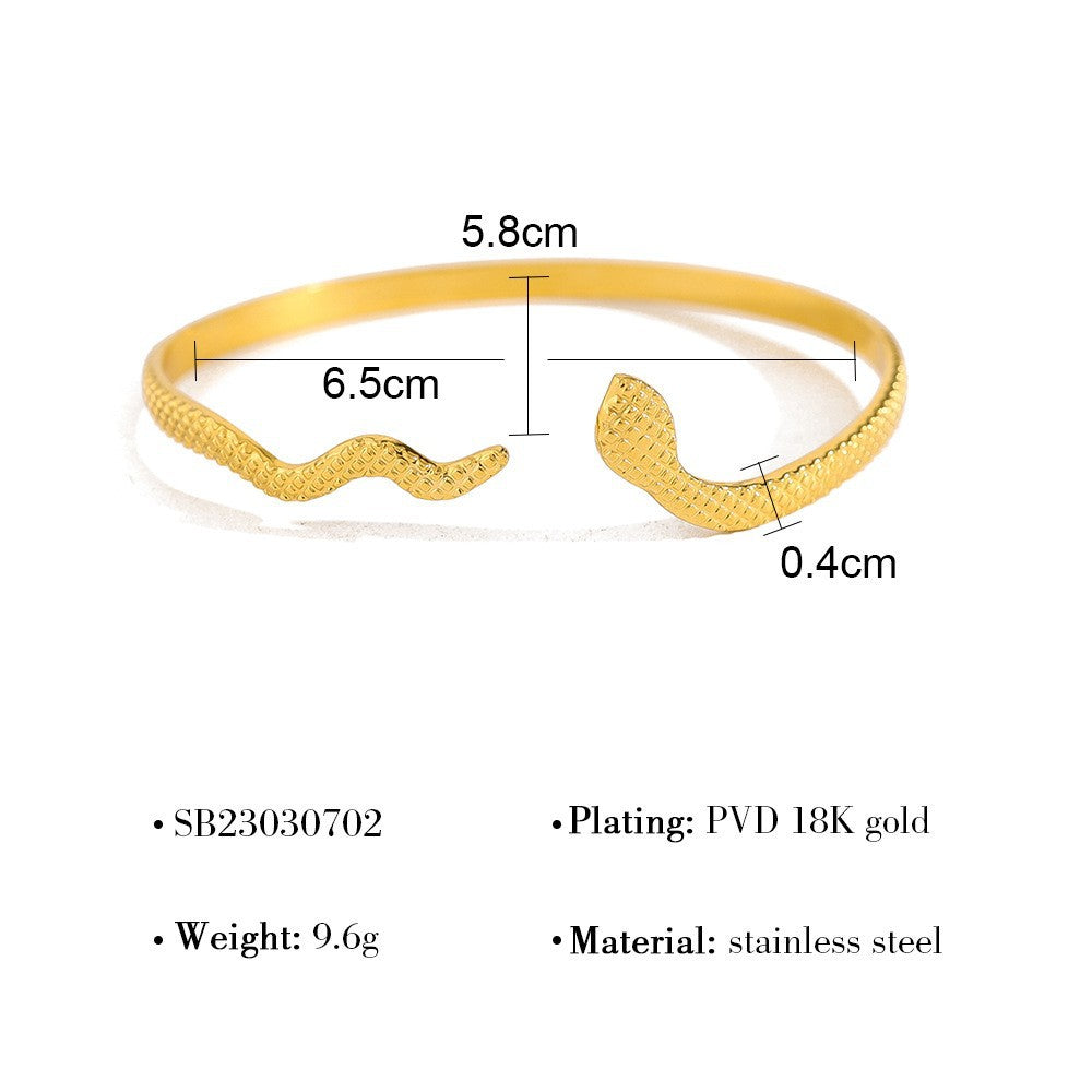 Rétro Micro-Set Zircon Gold Spirit Serpent Bracelet pour femmes
