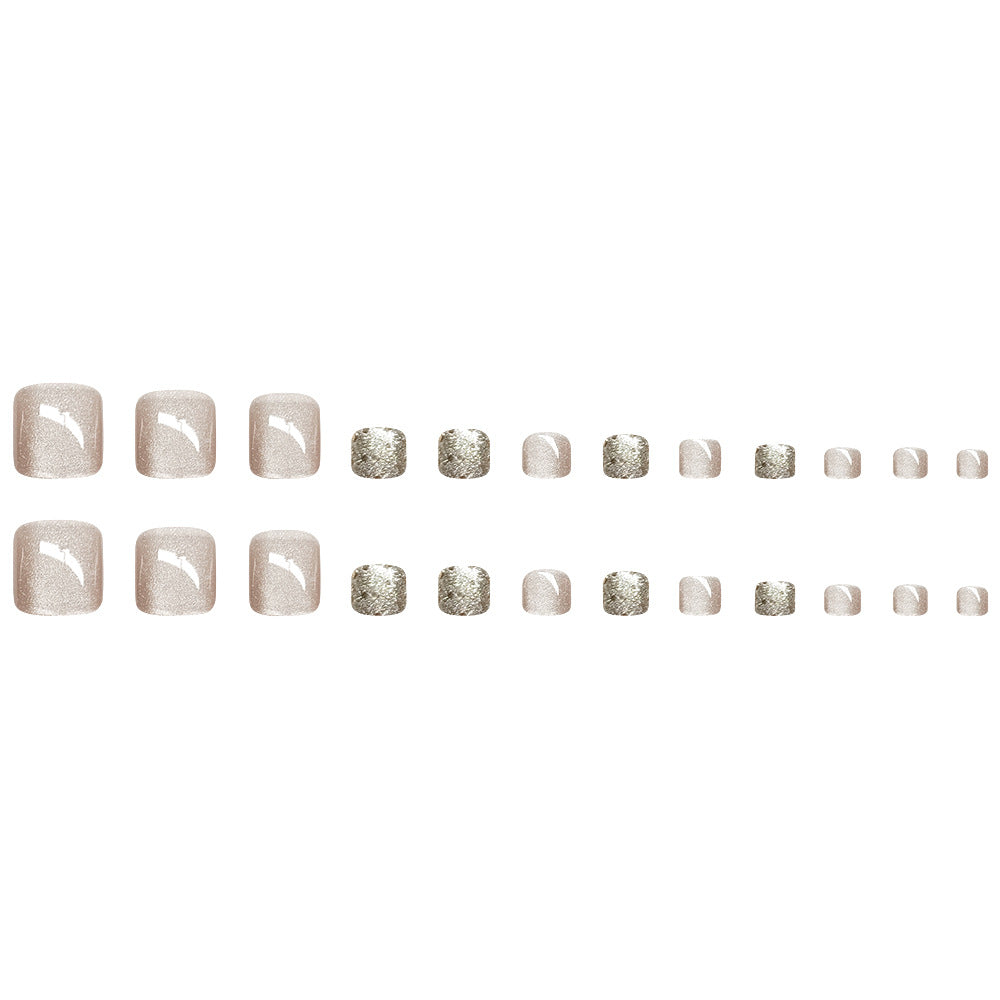 24 pièces d'ongle court en forme carrée d'ongle de chat Type de pression 3D Embedded Crystal Nail