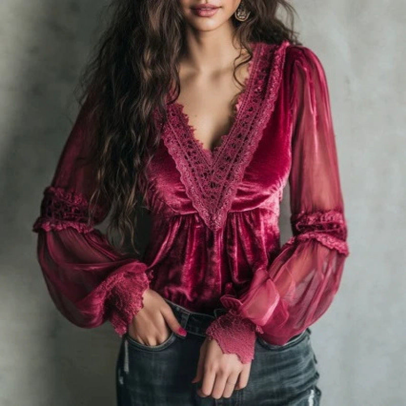 Chiffon Shirt with Vintage Lantern Sleeves
