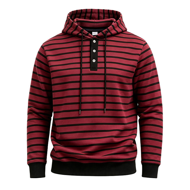 Hoodie rayée avec trois boutons