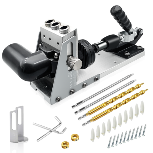 Kit de trou de poche en bois Jig 12-33MM Guide de forage Outil de menuiserie Puncher à bois