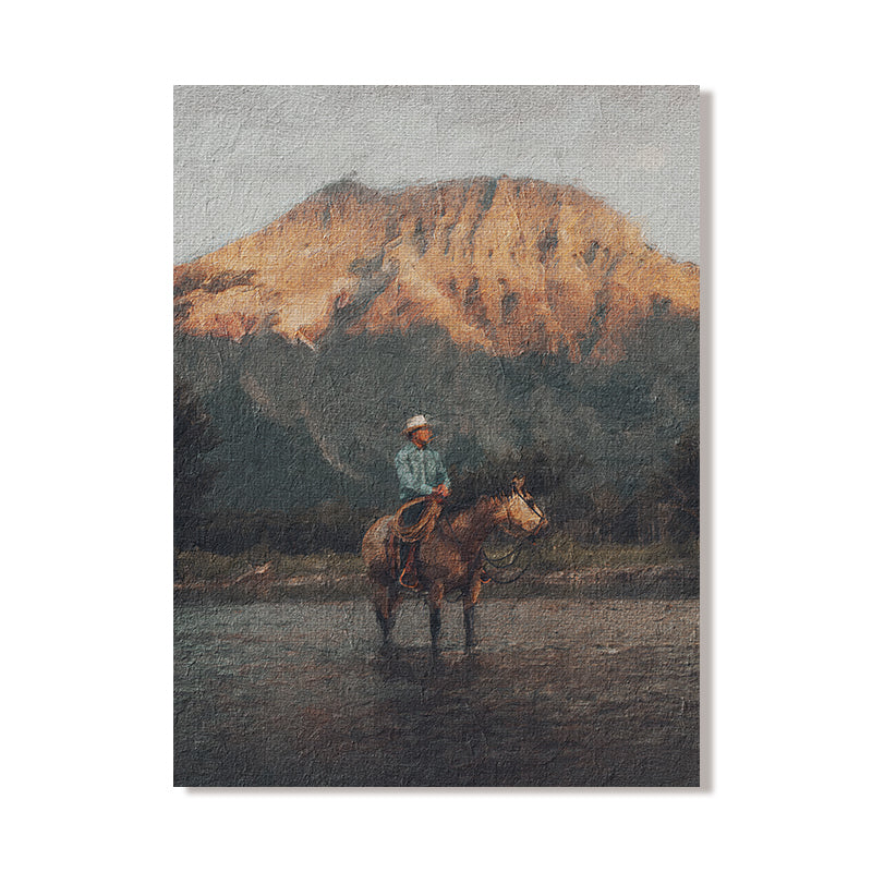 Accueil Mode Vintage Cowboy Portrait huile sur toile affiche