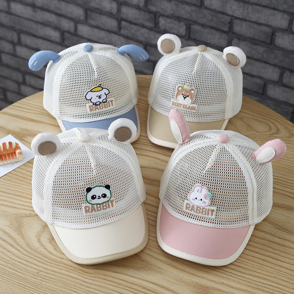 Cartoon d'enfants brodé animal et animal en forme d'oreille Breakable All-over Netted Bri