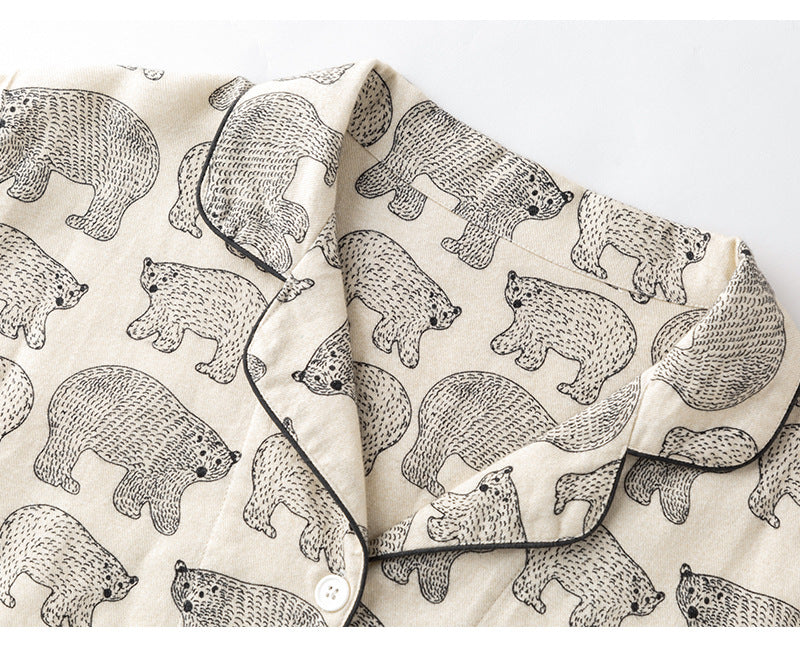 Polar Ours imprimé chaud brossé Flannel Pure Cotton Couple Maison Porter la combinaison
