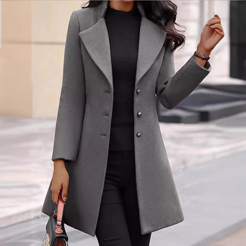 Manteau de laine d'hiver pour femmes - Pardessus chaud classique pour temps froid