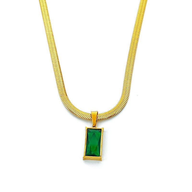 Chaîne de lame avancée Sens de lumière luxe pendentif émeraude Zircon