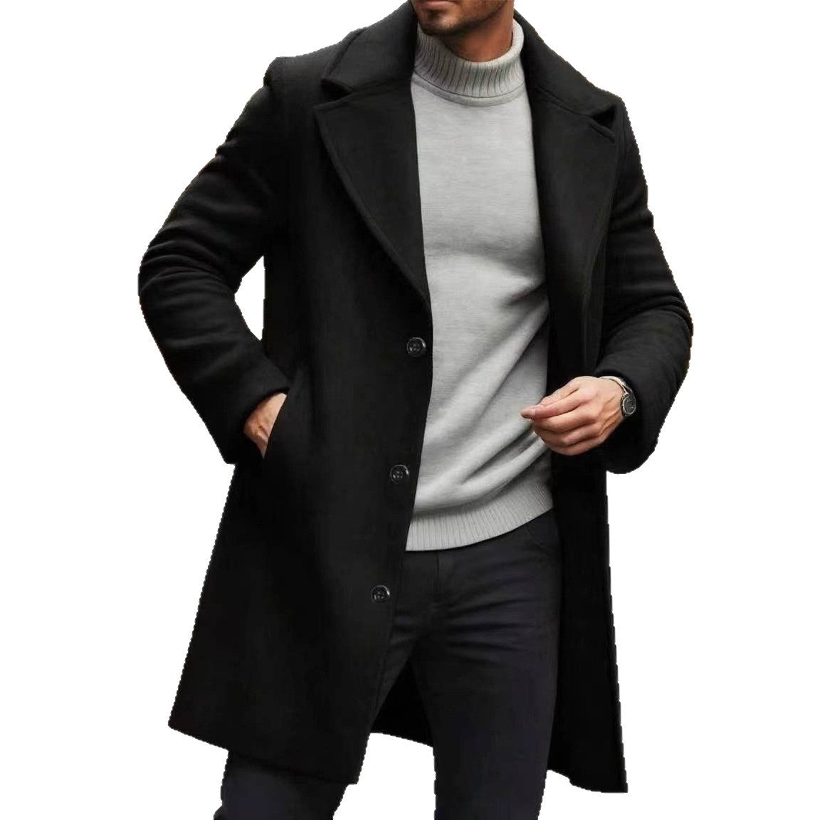 Trench Coat Lapel incrusté Slim-fit Surpoil Élégant et sophistiqué Trench de couleur solide