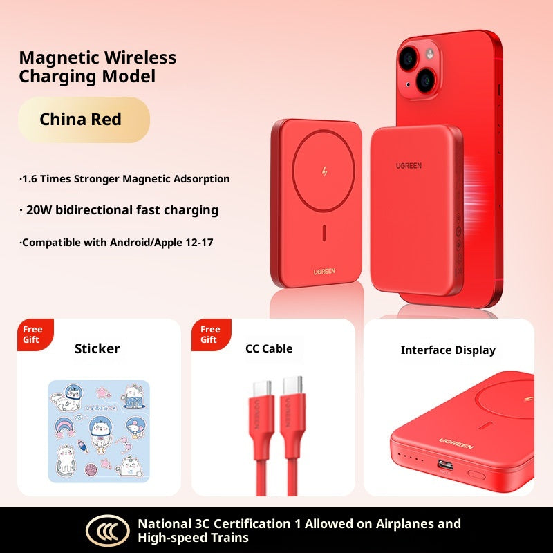 Banque de puissance sans fil magnétique ultra-mince Compact Portable