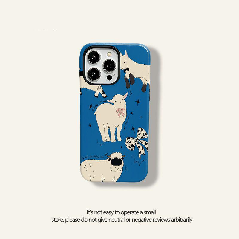 Double-layer Deux-en-un Film Blue Lamb Phone Case