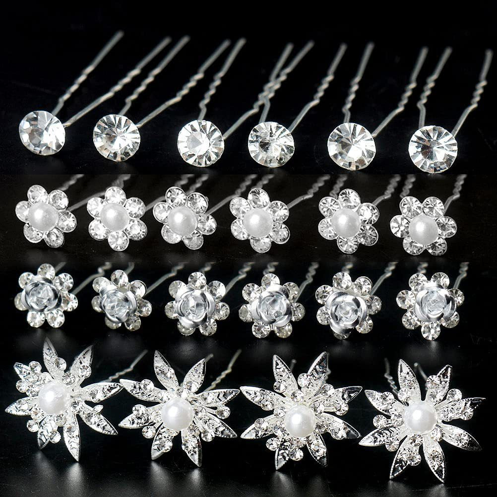Clip de cheveux de fourchette de cheveux de mariage de la fleur de strass