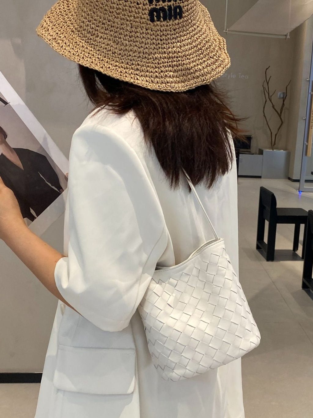 Cuir véritable tissé petit sac