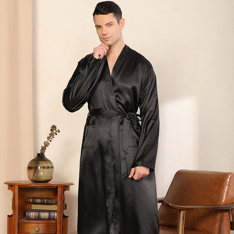Robe homme ultra-mince cardigan chemise de nuit Loose Plus Taille