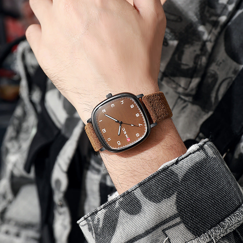 Simple versatile men's large dial cool watch