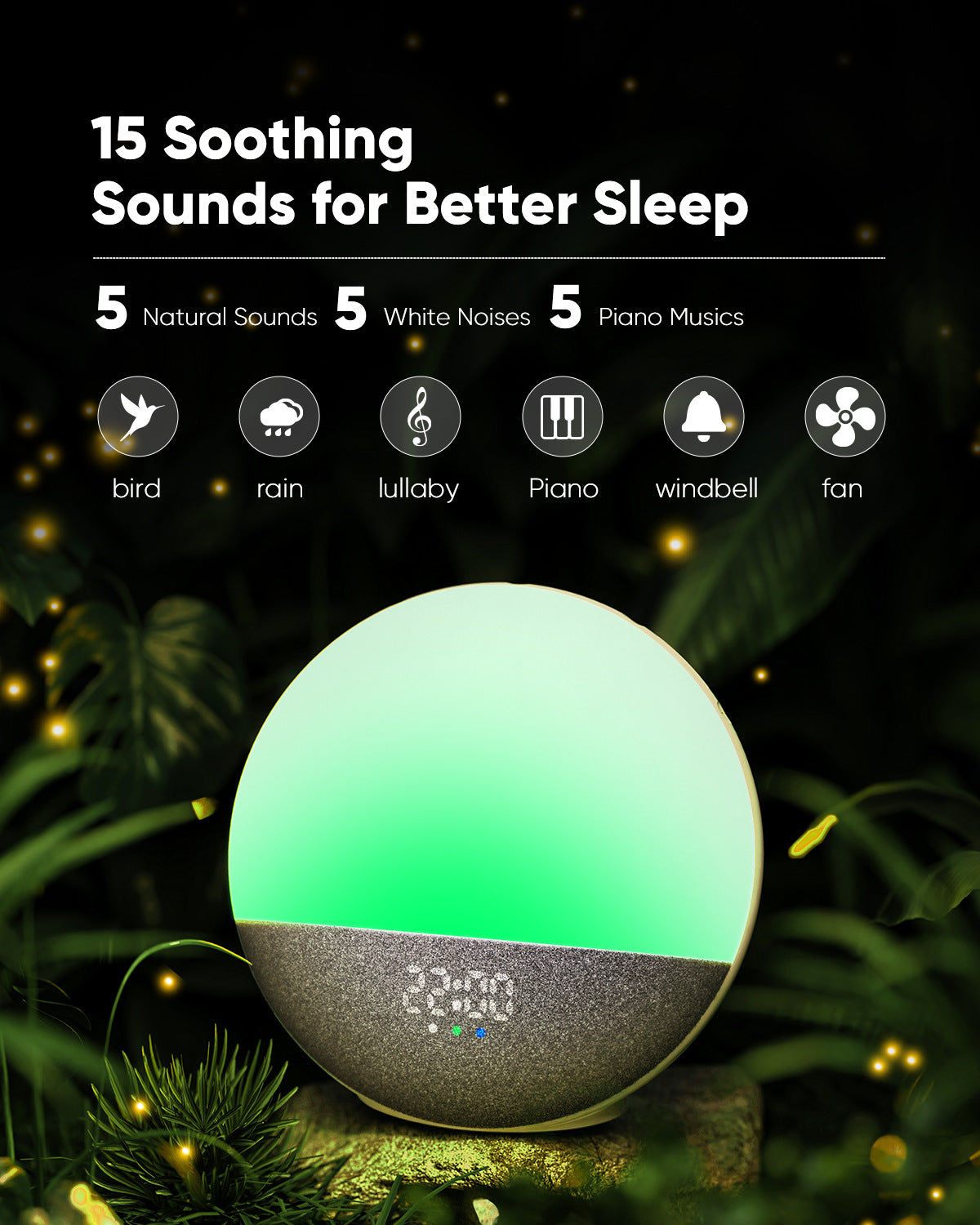 Bruit blanc Bluetooth Audio RGB coloré lumineux