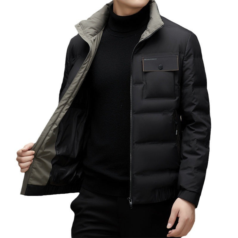 Collier de stand d'hiver homme court épaissé chaud veste en bas extérieur