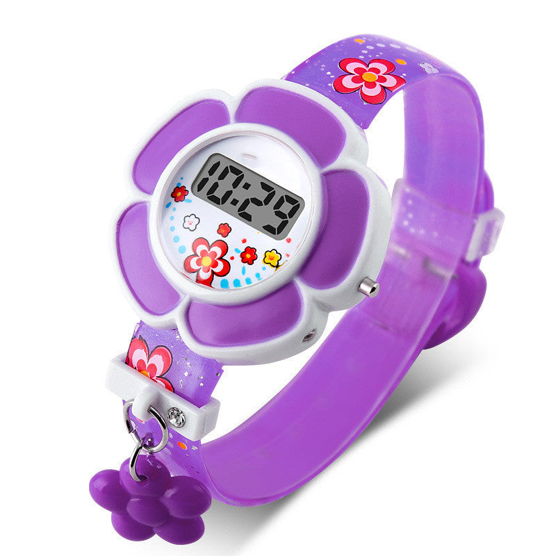 Montre électronique en forme de fleur pour homme et femme
