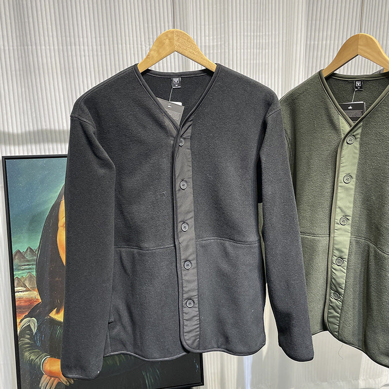 Sweatshirt Casual Cardigan sans col convient pour la superposition comme pièce de vêtements