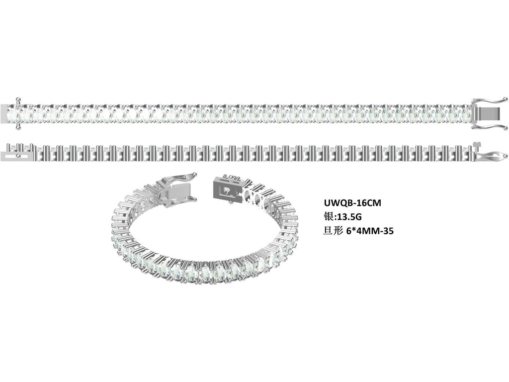 S925 Argent Sterling 6x4mm Oval Cut Moissanite Bracelet de tennis D Couleur VVS1 16-18-20cm GRA
