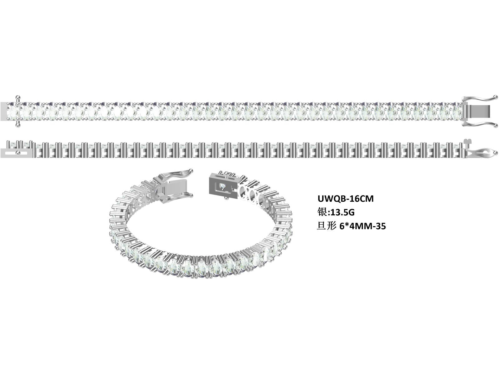 S925 Argent Sterling 6x4mm Oval Cut Moissanite Bracelet de tennis D Couleur VVS1 16-18-20cm GRA