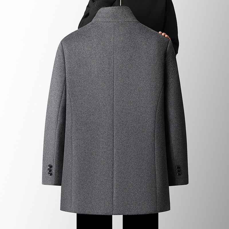 Laine pour hommes Pardessus Automne et hiver Épaisseur mi-long Linge de plume amovible