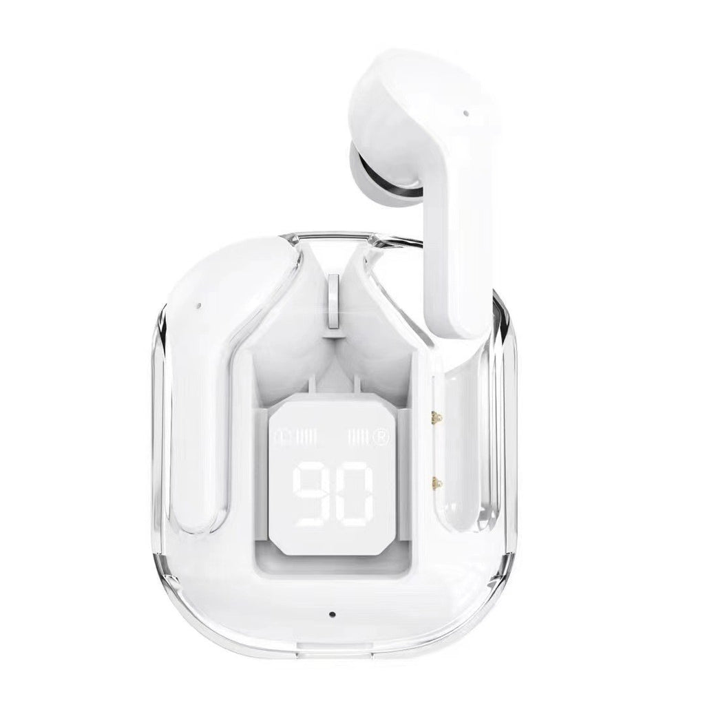 Casque Bluetooth sans fil True sans fil avec boîtier transparent