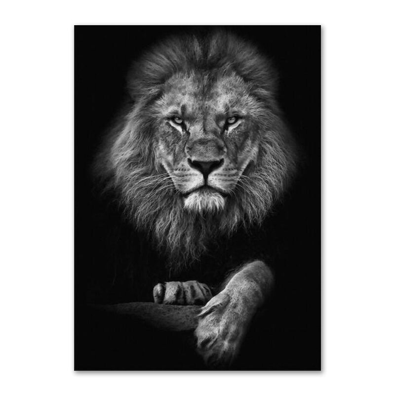 Affiche de la famille Lion noir et blanc