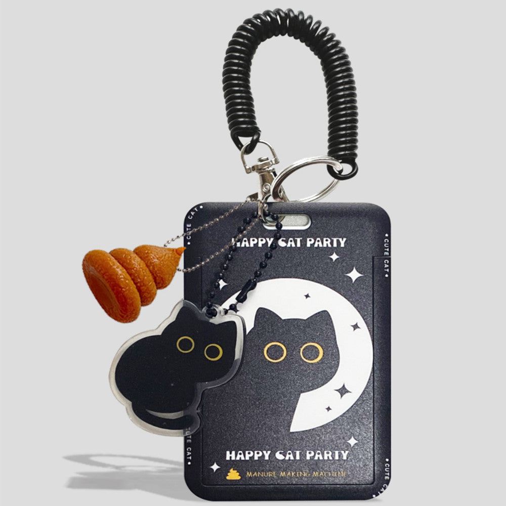 Original Cute Little Black Cat Card Holder Portable Bus Subway Canteen Student ID