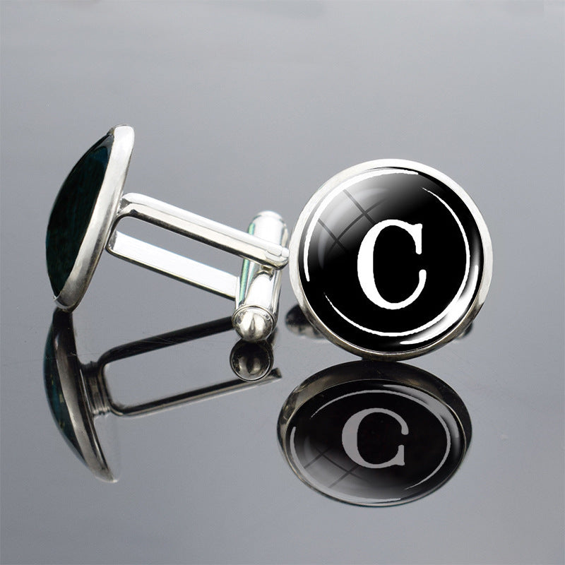 26 Lettre anglaise Cufflinks Metal Time Gem