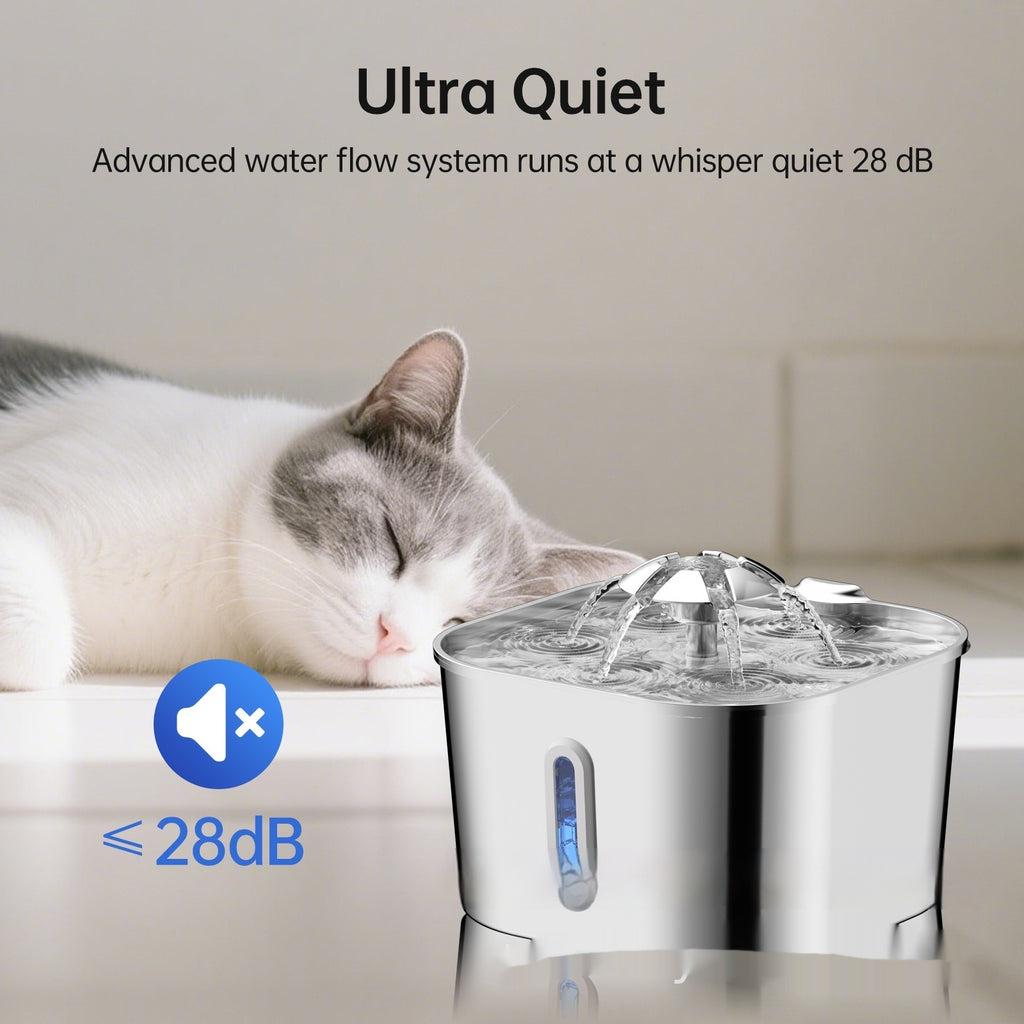 2.2L En acier inoxydable Animal Chat Fontaine d'eau Chiens et chats Alimentation d'eau