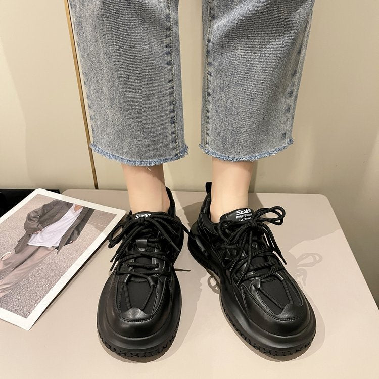Femmes Épaisseur de semelle Hauteur Augmenter Papa Chaussures Ins Trendy Retro Arrivée Automne Versatile L