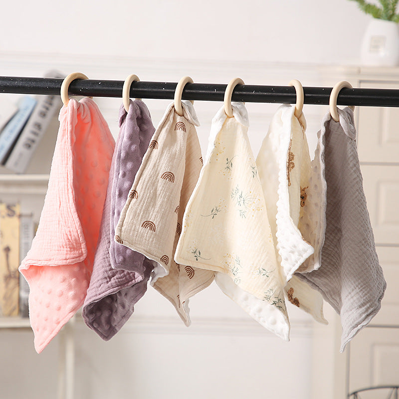 Bite anneau double couche Crêpe Serviette Saliva Baby Doll Square Serviette
