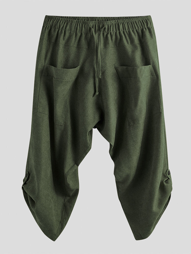 Cotton de style chinois et lin Baggy pantalons en vrac pour hommes avec des menottes de cheville imprimées