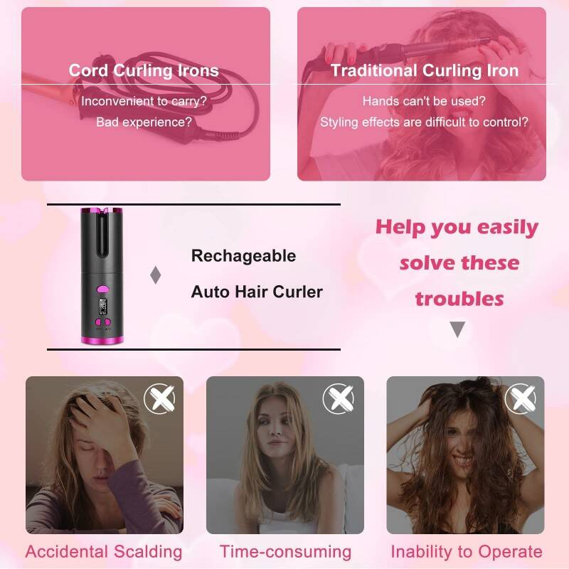 Curler automatique des cheveux sans fil et curler sans fil pour un style sans effort