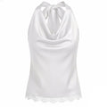 Satin Blouse avec un collier de bateau de style européen Sexy Underlayer