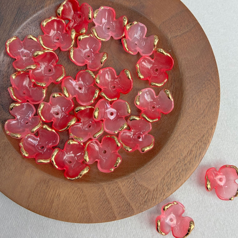 Charms de Clover Acrylique 3-Petal doré